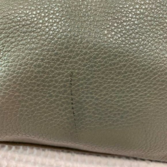 FOSSIL Erin Colourblocked Satchel Leather Khaki Beige Double Zip Carry Bag - Picture 12 of 15